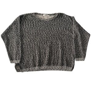 United Knitwear crewneck black/white heathered sweater size L Made in the USA